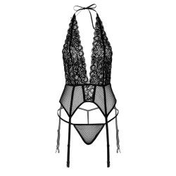 DARING Intimates Porte-Jarretelles + String Lace and Net Cami Garter Noir